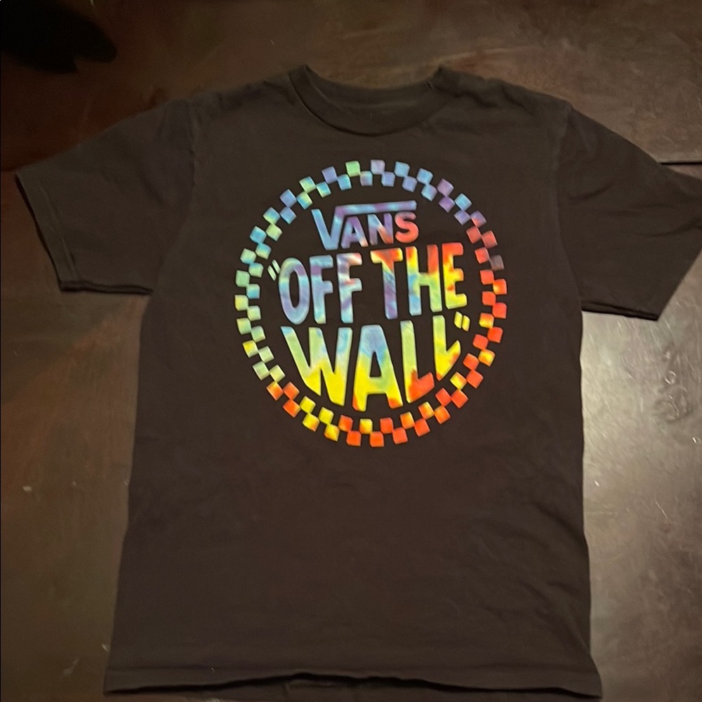 2-Vans Black T-Shirt‎ with Multicolor Logo